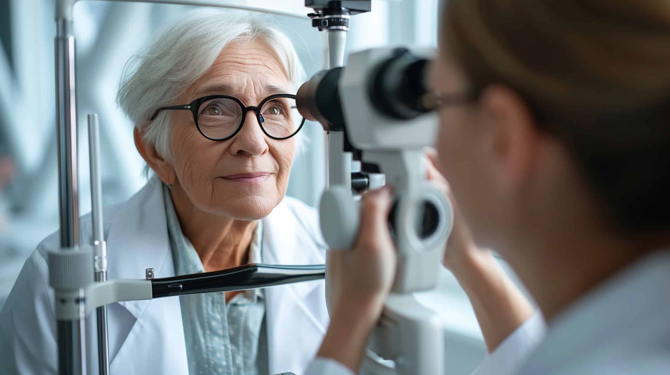 elderly woman getting eye exam in Mountain Brook, AL